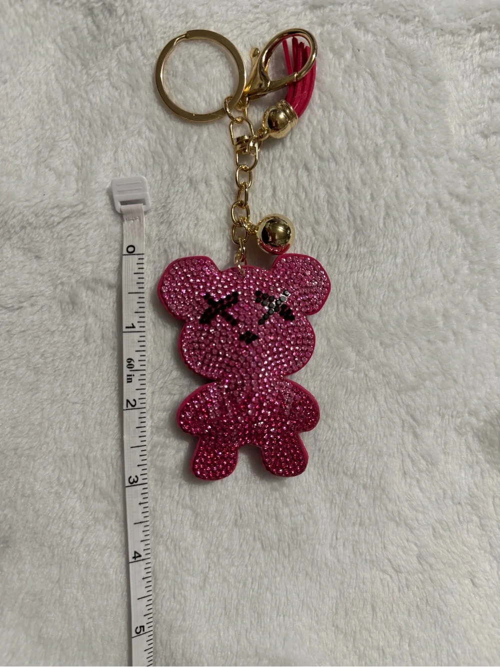 Hot Pink Bling Teddy Bear Keychain or Charm